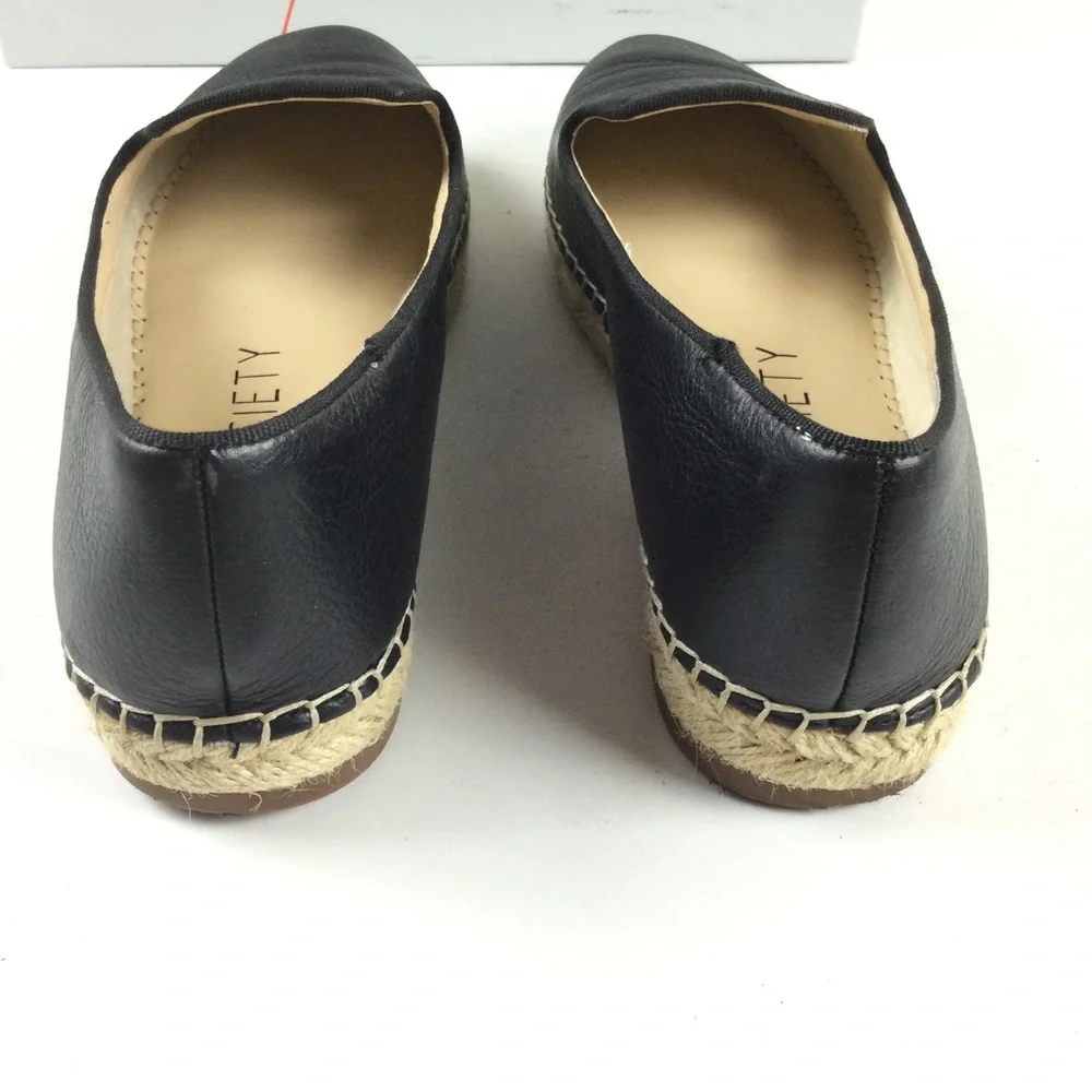 SOLE SOCIETY Sammah Leather Espadrille Slip-On Loafer Black Sz 8.5
